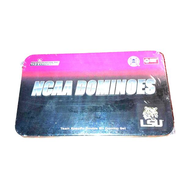 NCAA LSU Tigers Domino Set Games Louisiana State Logo College Tin Gift Tailgate - Picture 1 of 3